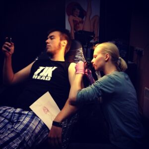 Doing my very first tattoo