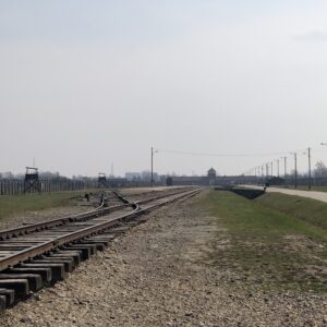 Auschwitz II camp. Prisoners were transported here by train.
