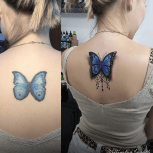 Tattoo before and after touch up.