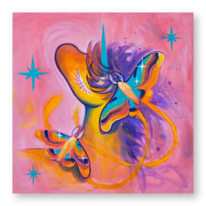 Painting "Two moths and a unicorn, too"