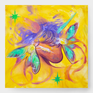 Painting "Two moths and a unicorn"
