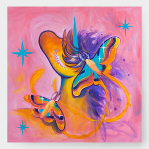 Painting "Two moths and a unicorn, too"